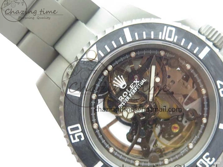 0522 Submariner 116610 Andrea Pirlo Sandblasted ROF Best Edition Carbon Bezel on Skeleton DIal SA TimelessDesign 2789